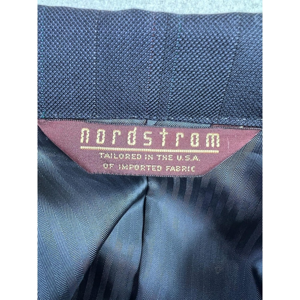 Nordstrom Suit Jacket Mens 43L Blue Stripe Wool Double Breasted USA - Picture 12 of 16